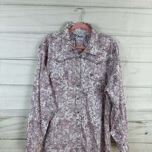 Cowboy Hardware White & Burgundy Paisley Western Shirt women